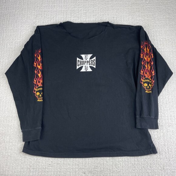 Vintage West Coast Choppers Motorcycle Long Sleeve Flame Fire (Defective, read) - Picture 2 of 16
